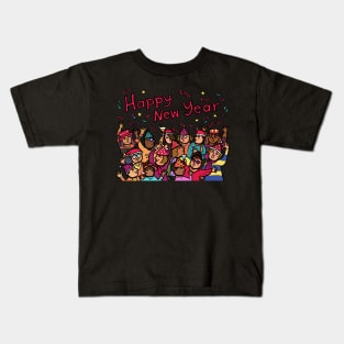 Group of crowds of people celebrate the New Years holidays party Kids T-Shirt